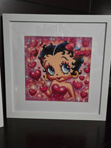 Betty Boop Hearts Collectable 5D Custom Framed Wall Art Painting